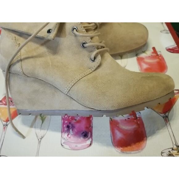 Massini Womens Hannah Sz 11M Tan Lace Up Ankle Boots Wedge Booties - Picture 4 of 6